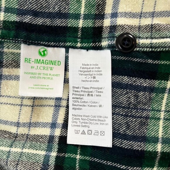J. Crew men's shirt M green plaid classic fit flannel button down 100% cotton - Picture 4 of 7